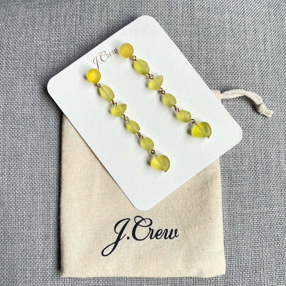 J.Crew Stacked Sea Glass Drop Earrings with a pouch
